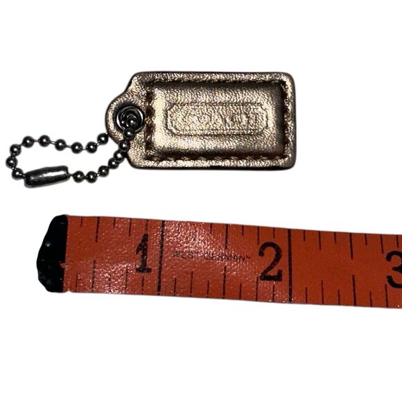 Coach Gold Metallic Leather Hang Tag Bag Charm Keychain Accessory - Picture 9 of 10